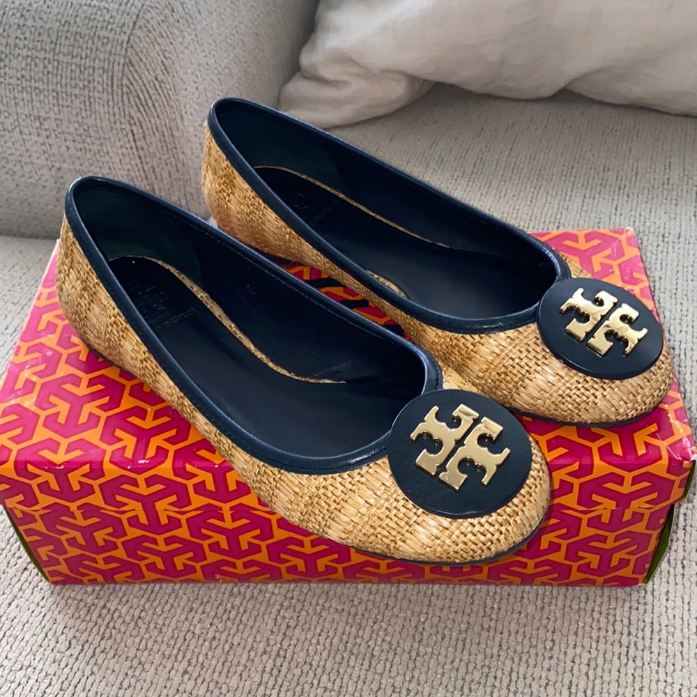 Tory Burch straw flats